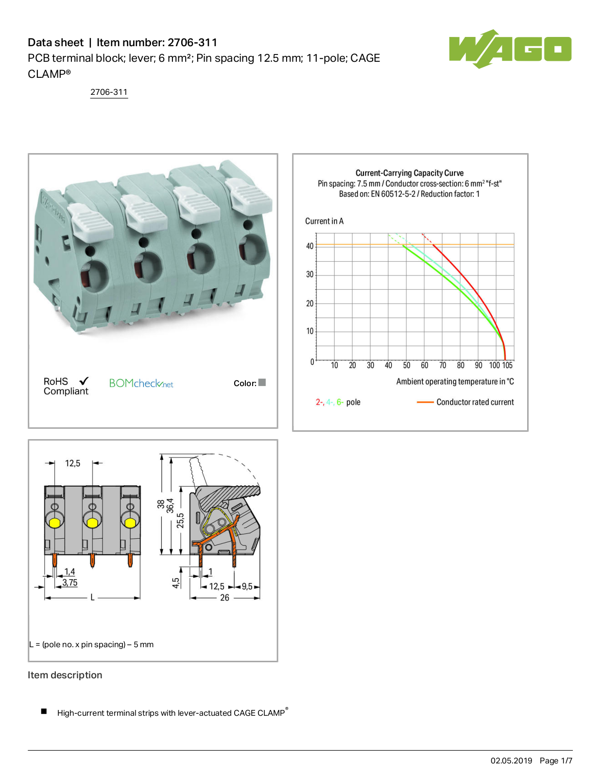 Wago 2706-311 Data Sheet