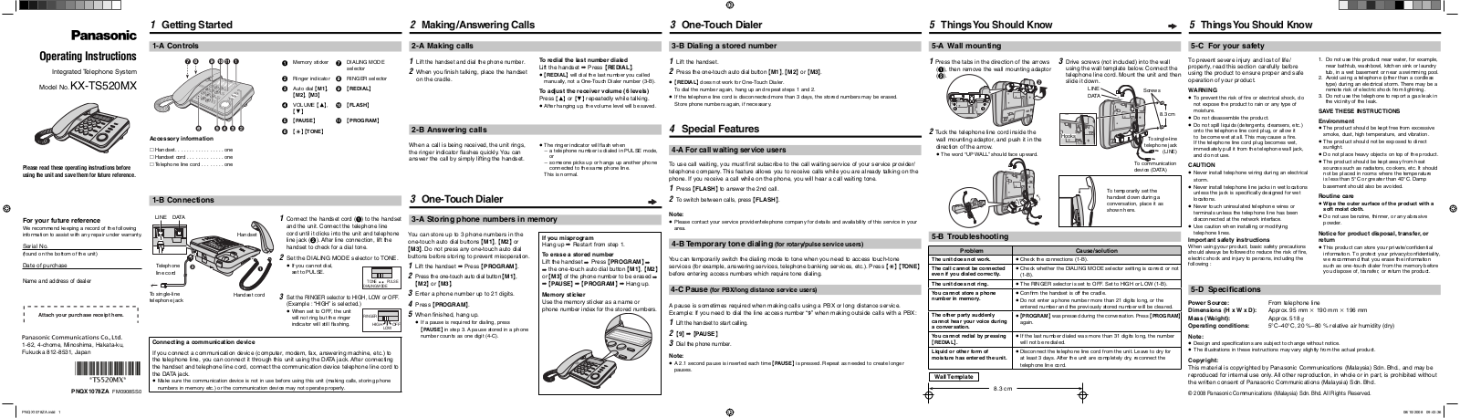 Panasonic KX-TS520MX User Manual