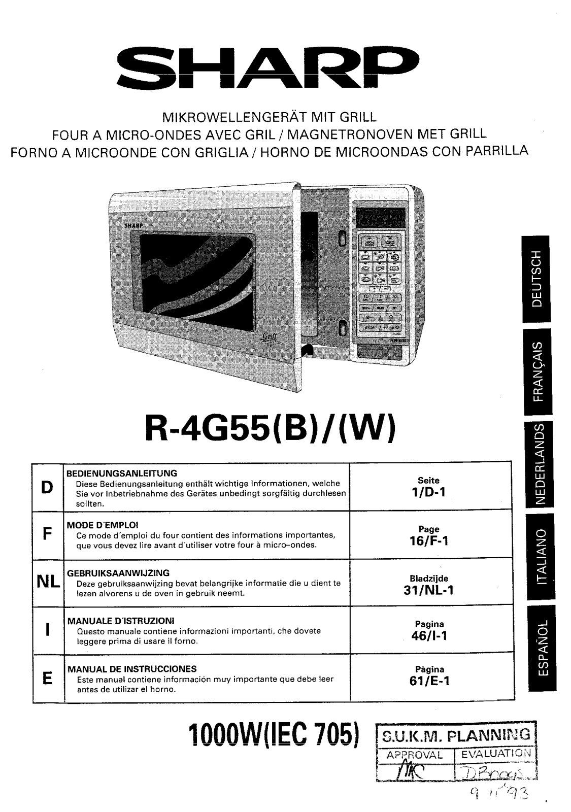 Sharp R-4G55 User Manual