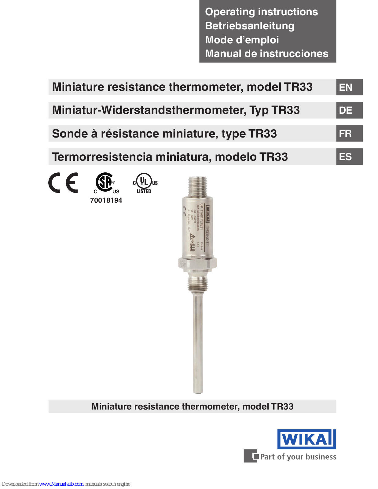 WIKA TR33 Operating Instructions Manual