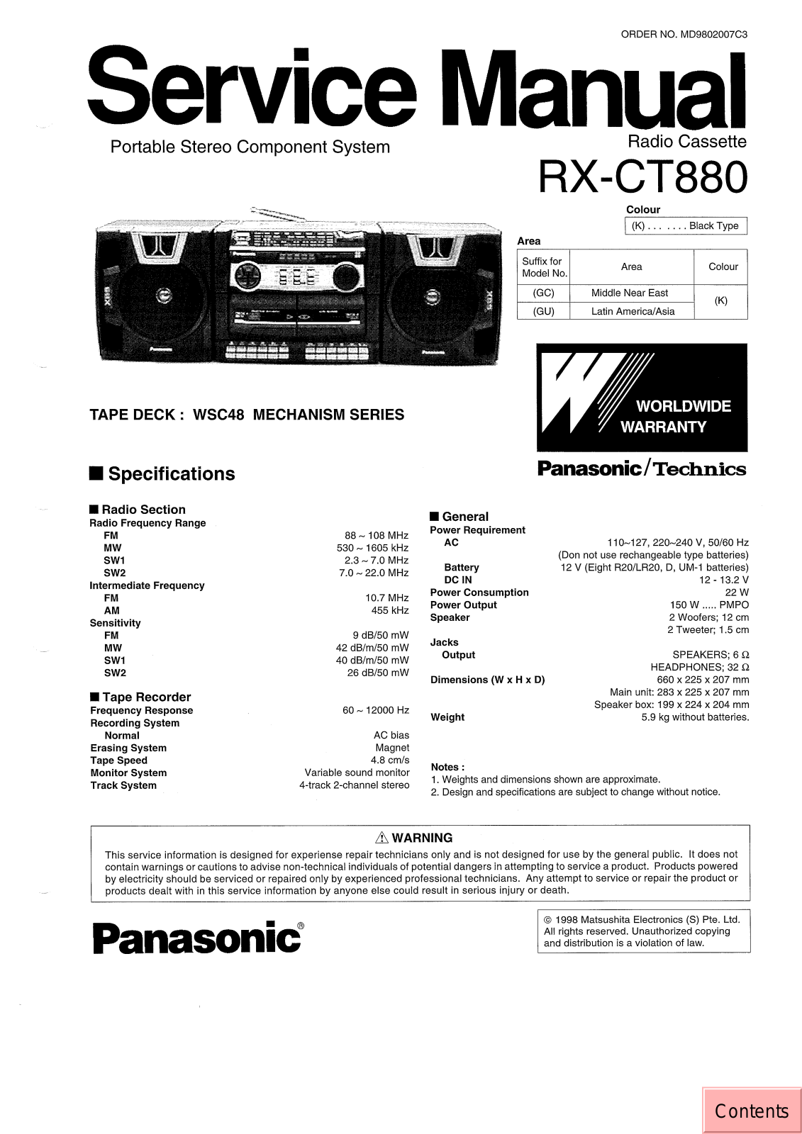 JVC RX CT880 GC, RX CT880 GU Service Manual