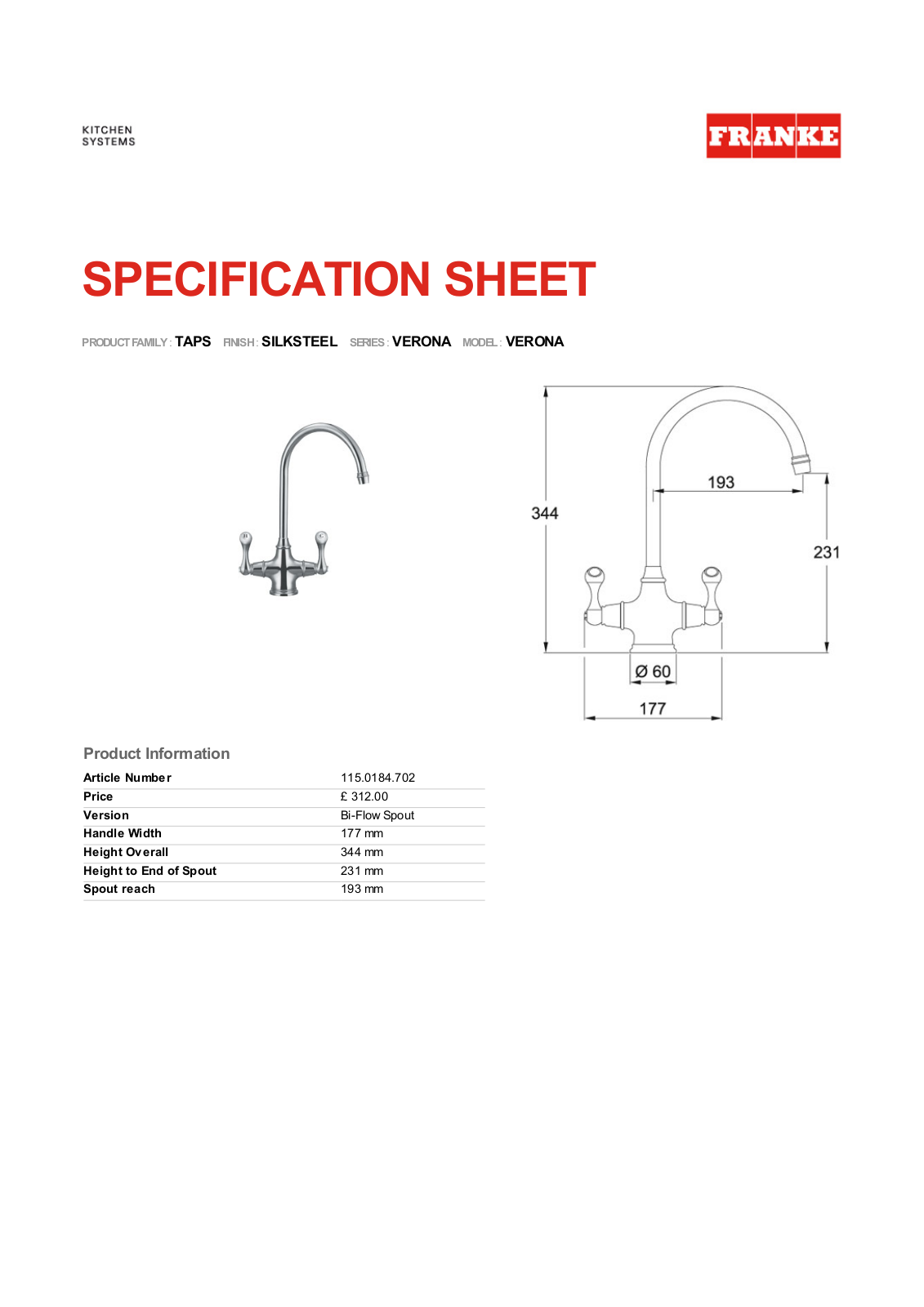 Franke Foodservice VERONA User Manual