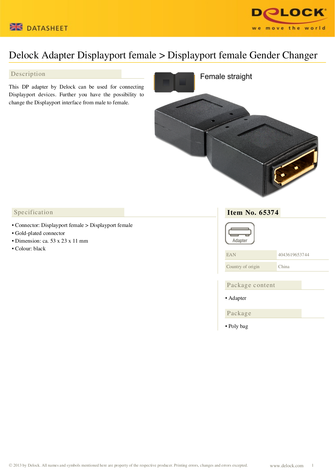 DeLOCK 65374 User Manual