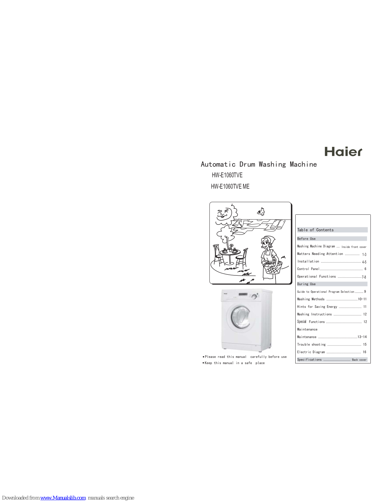 Haier HW-E1060TVE, HW-E1060TVEME User Manual