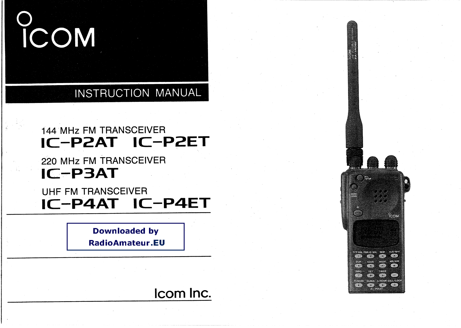 Icom IC-P2AT, IC-P2ET, IC-P4ET, IC-P4AT Instruction Manual