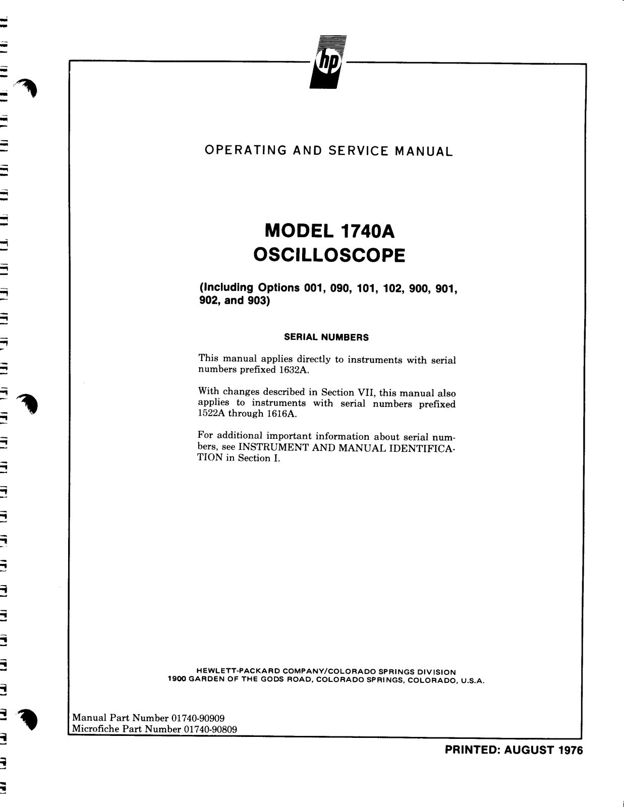 HP 1740a schematic