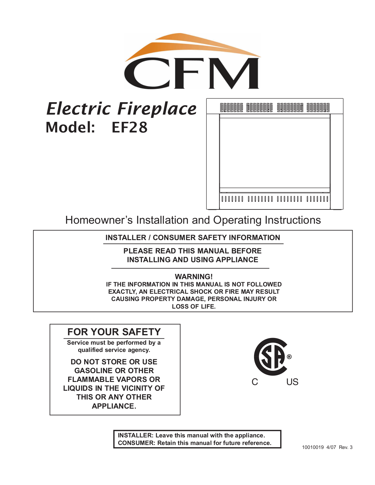 CFM Corporation EF28 User Manual