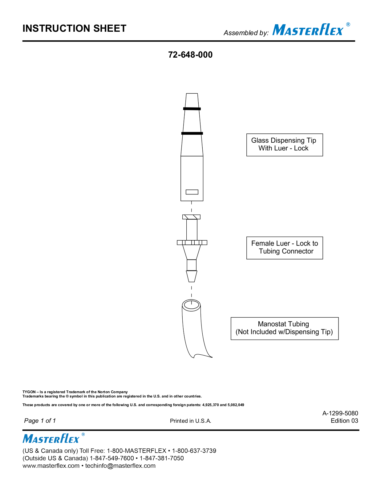 Masterflex 72-648-000 Instruction Manual