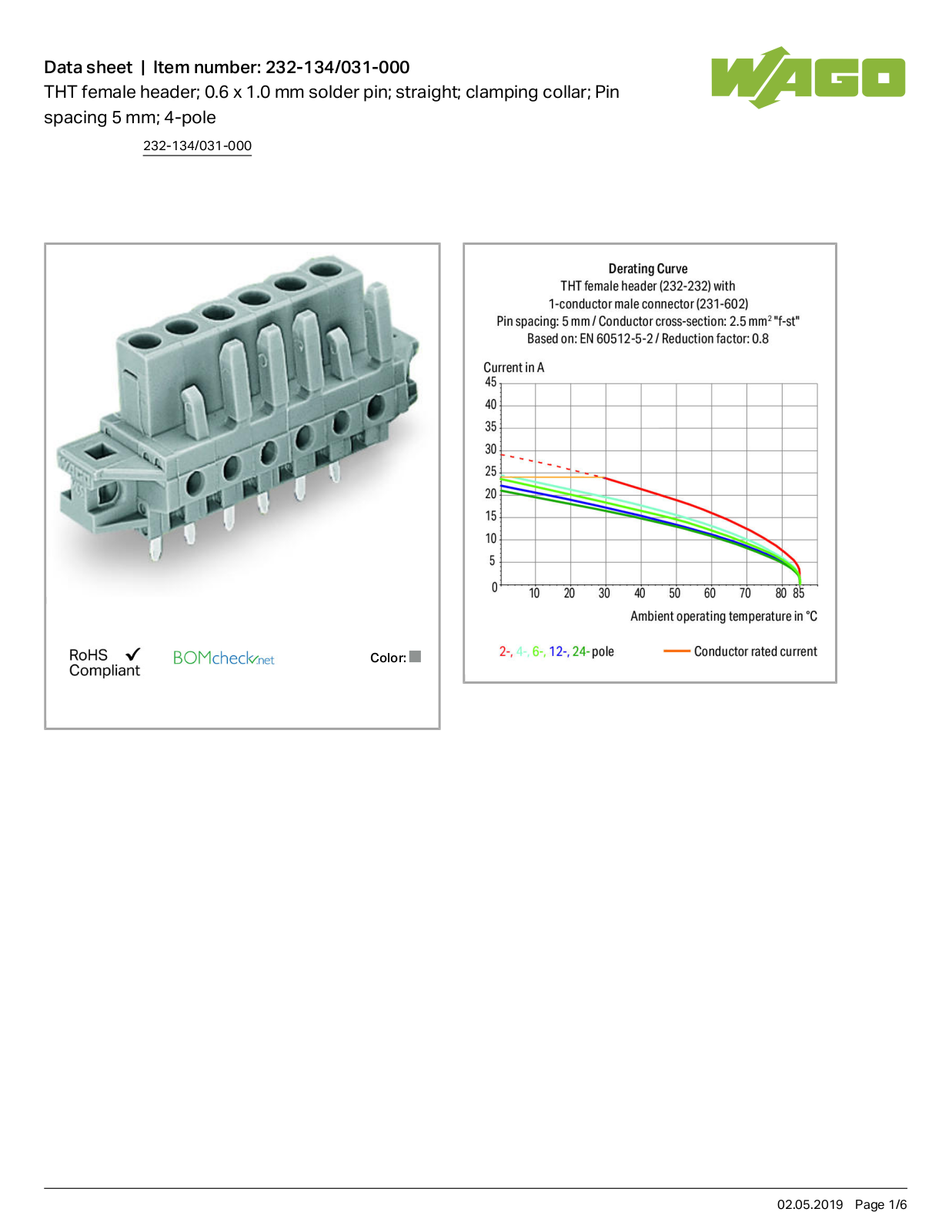 Wago 232-134/031-000 Data Sheet