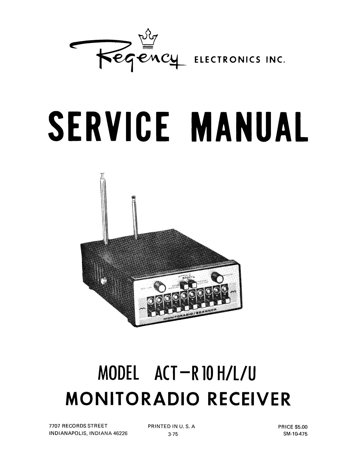 Regency ACTR-10-HLU Service manual