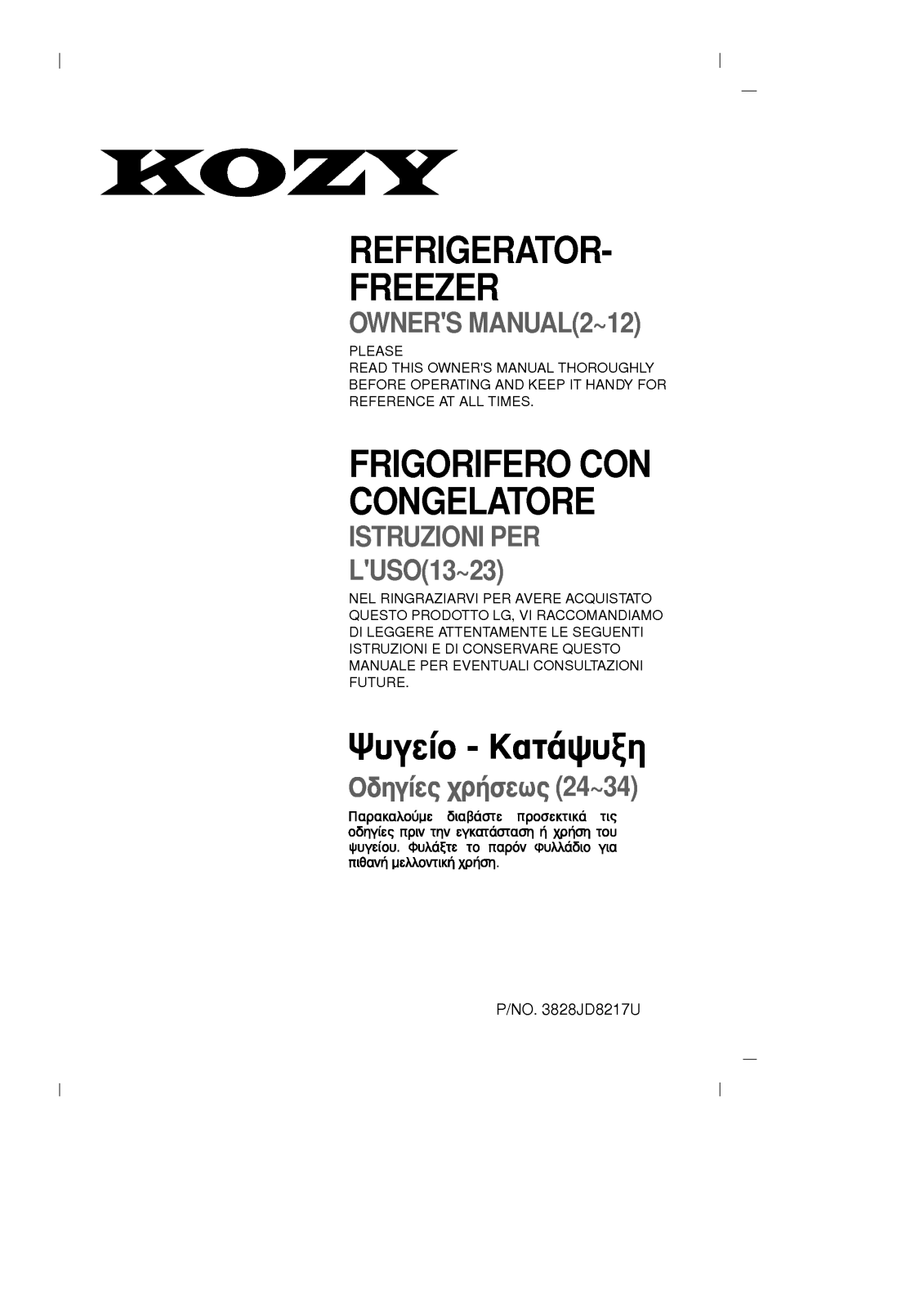 Kozy VC 432 Owners Manual