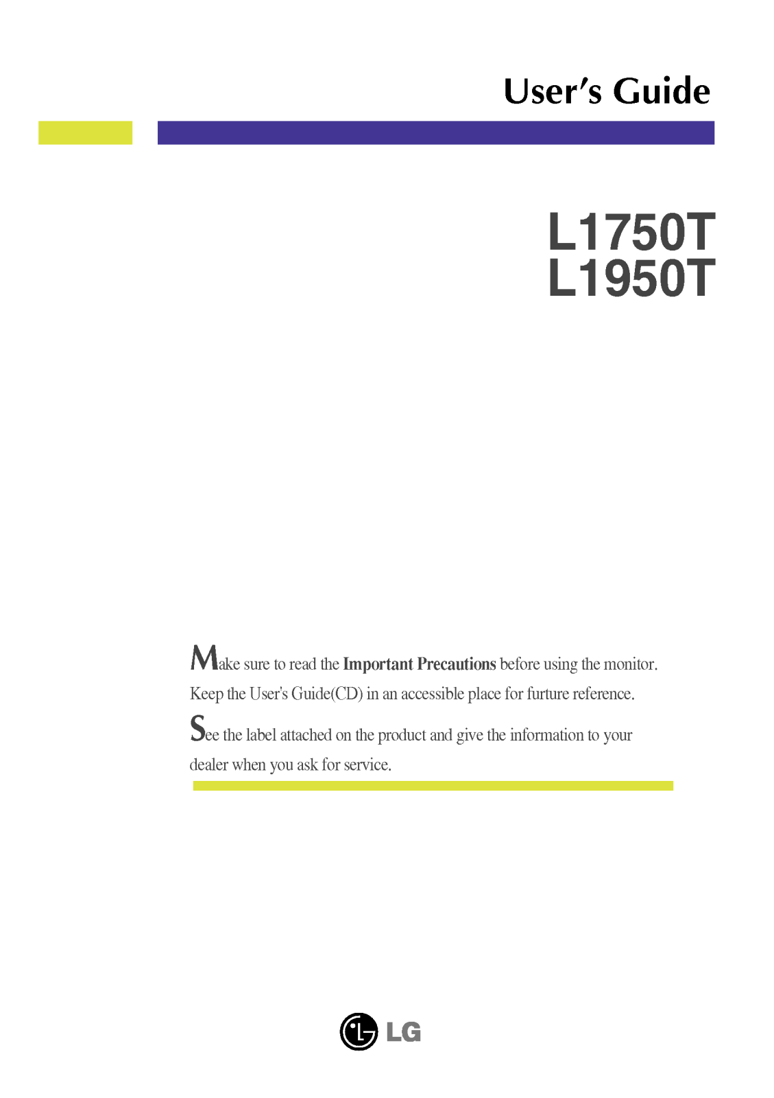 LG L1950T-SN, L1750T-SN, L1750T-BN User Manual