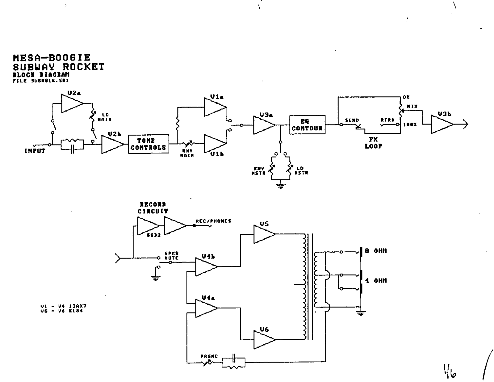 Mesa Boogie subwayrocket schematic