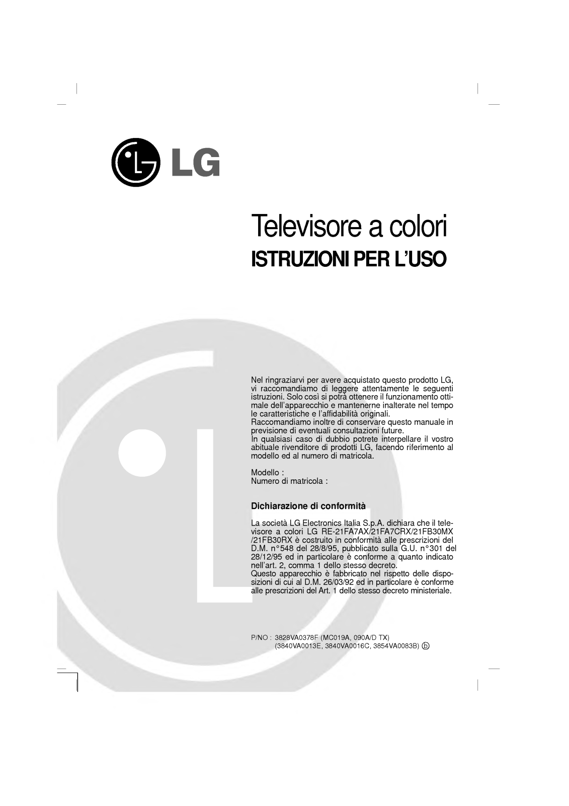 Lg RE-21FB30RX User Manual