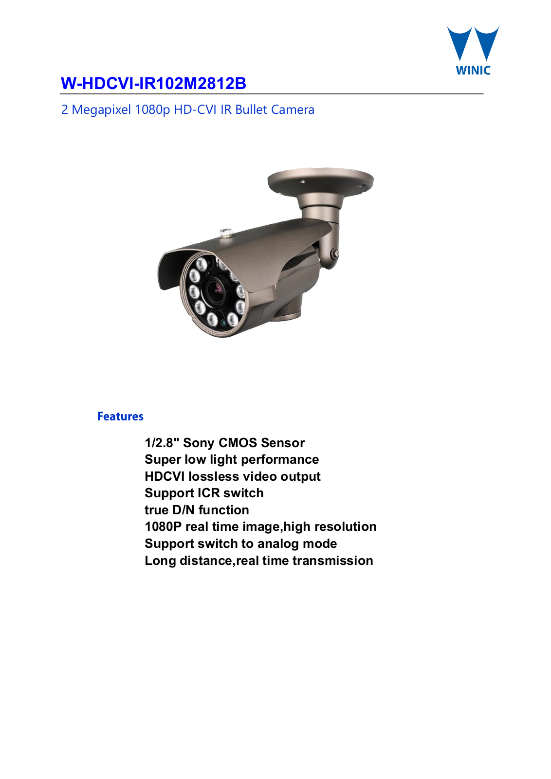 Cantek CT-W-HDCVI-IR10-2M-2812-B Specsheet