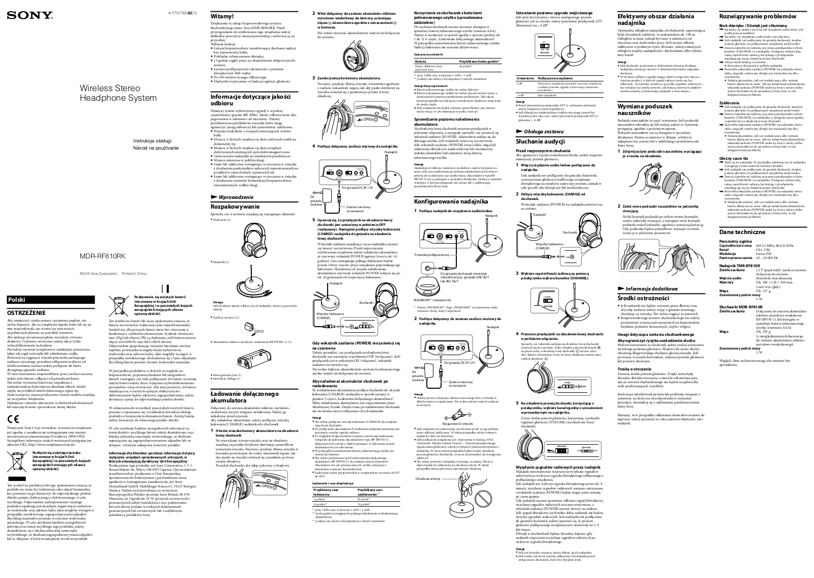 Sony MDR-RF810RK User Manual