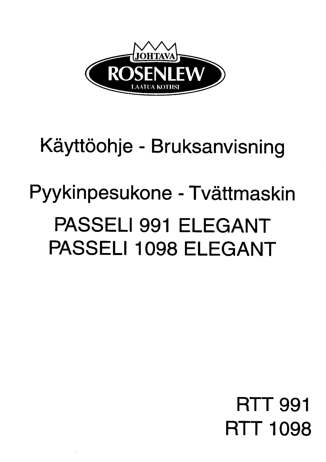 Rosenlew RTT1098, RTT991 User Manual