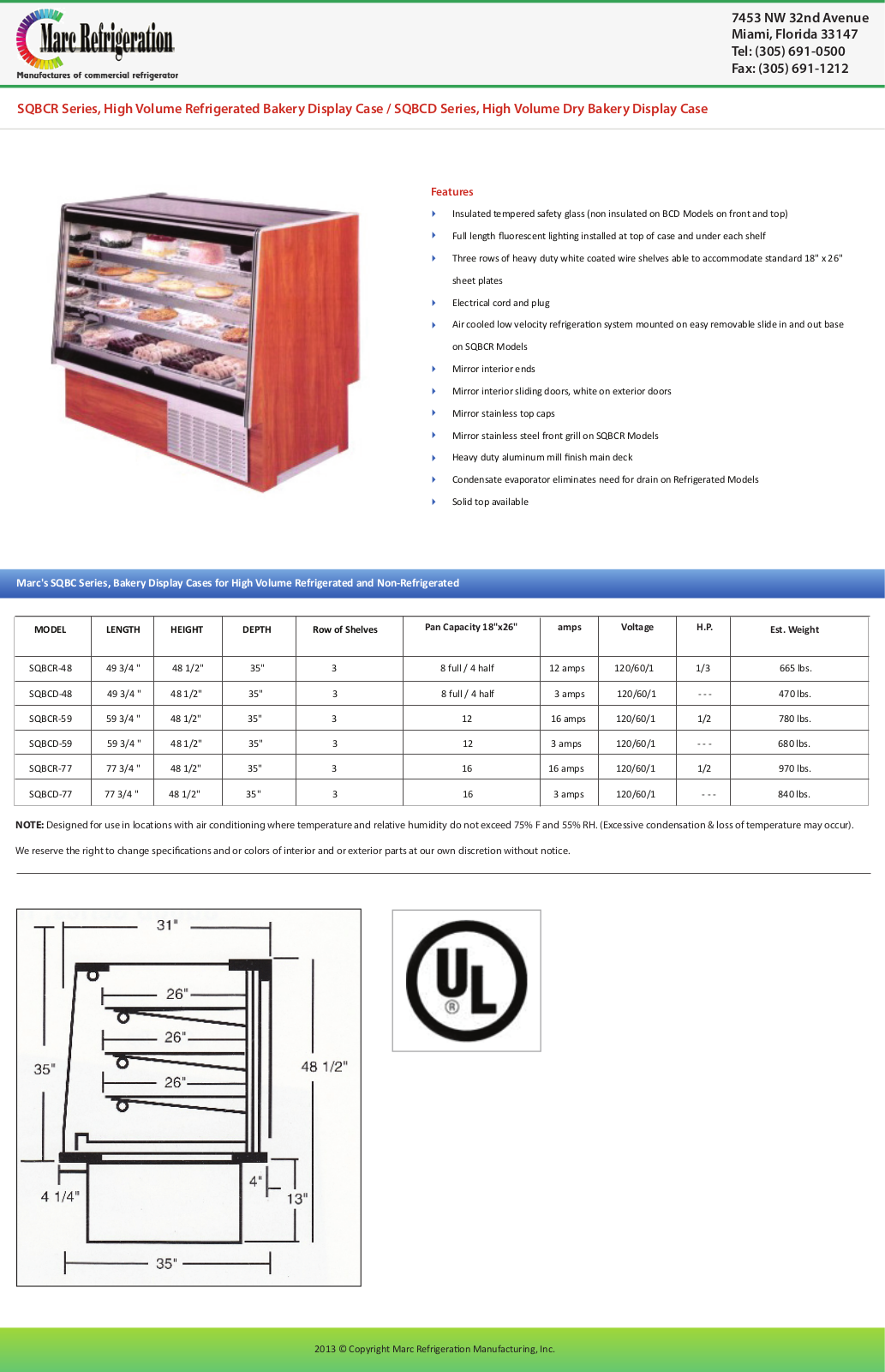 Marc Refrigeration SQBCD-59 User Manual