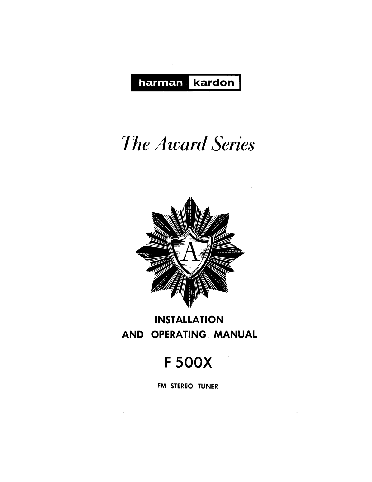 Harman kardon F500X User Manual