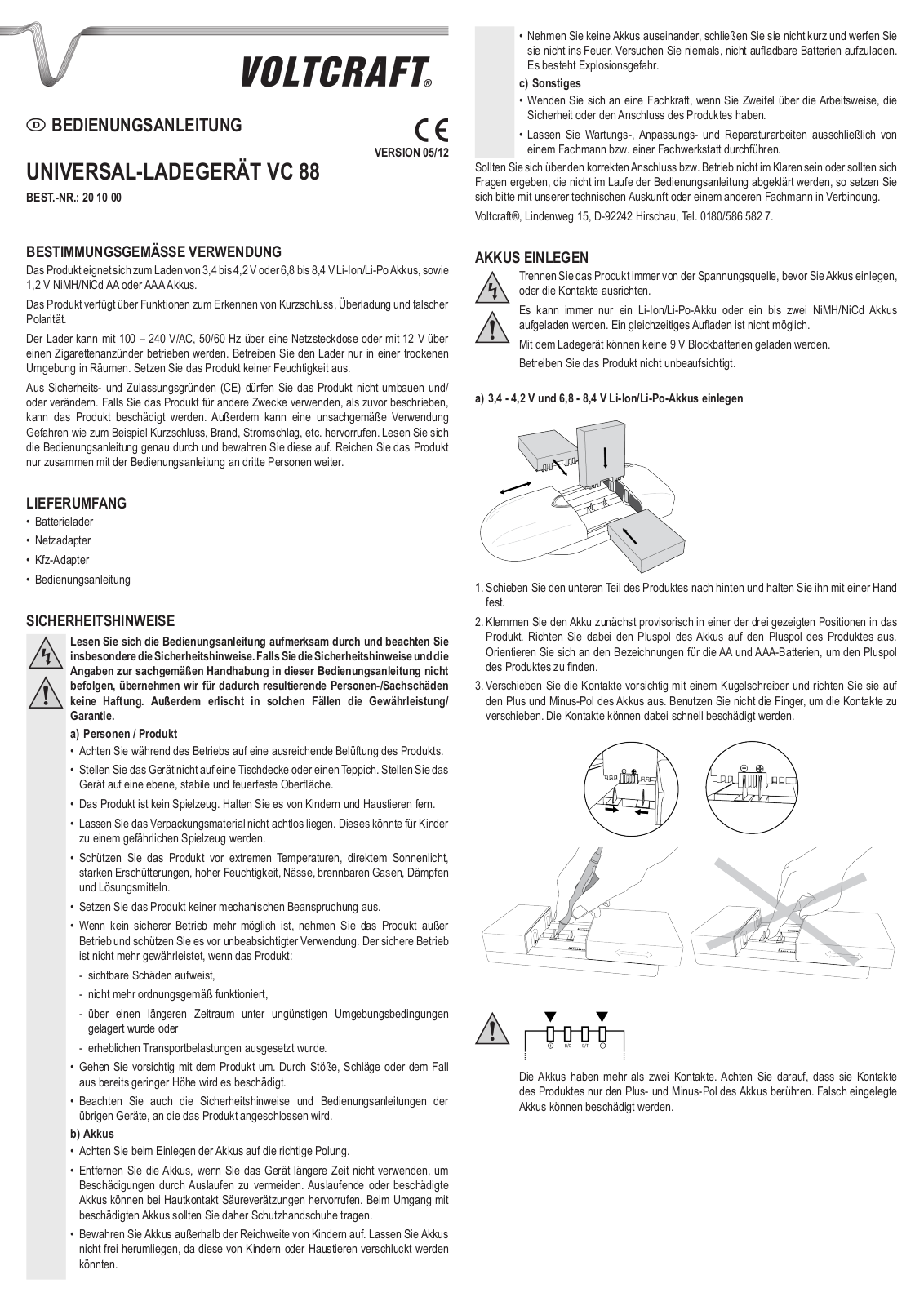 VOLTCRAFT VC 88 User guide