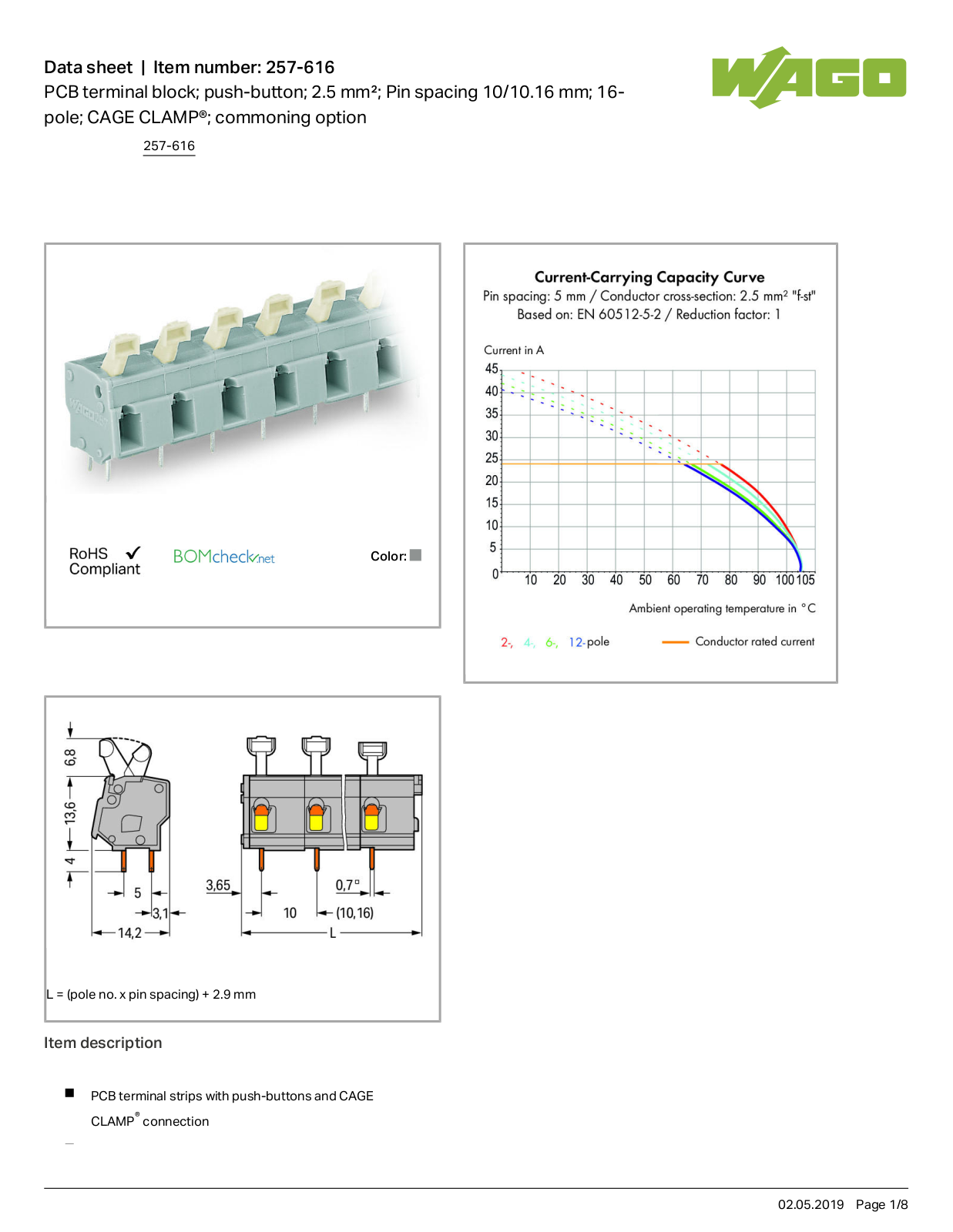 Wago 257-616 Data Sheet