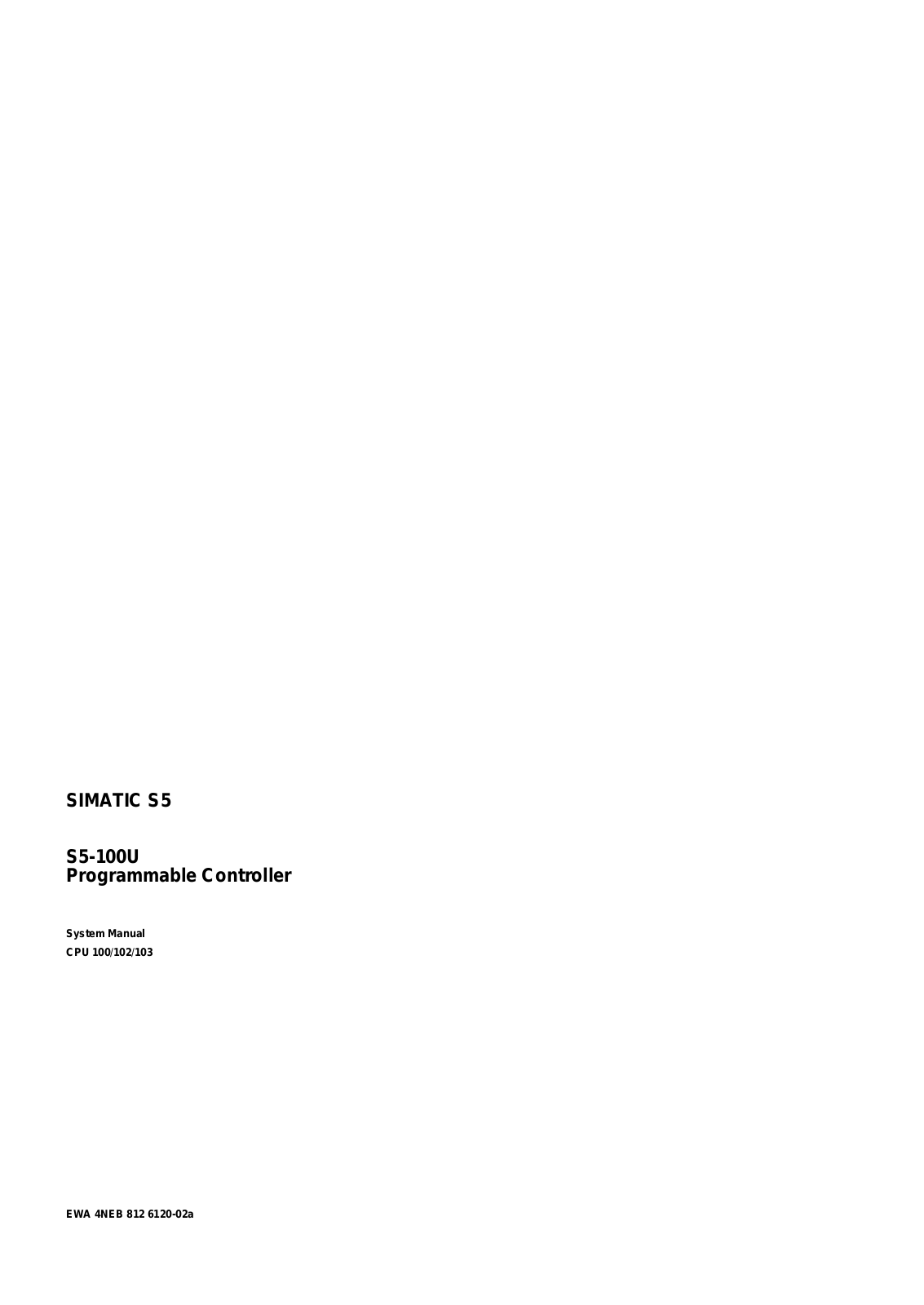 Siemens S5-100U User Manual