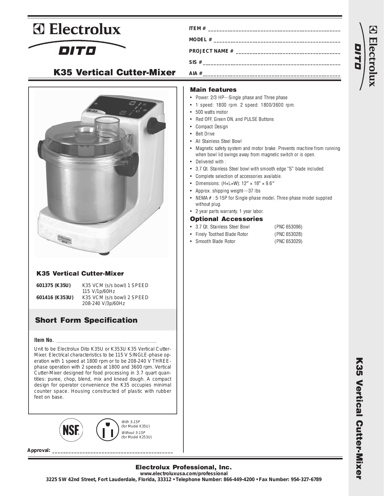 Electrolux K35U User Manual