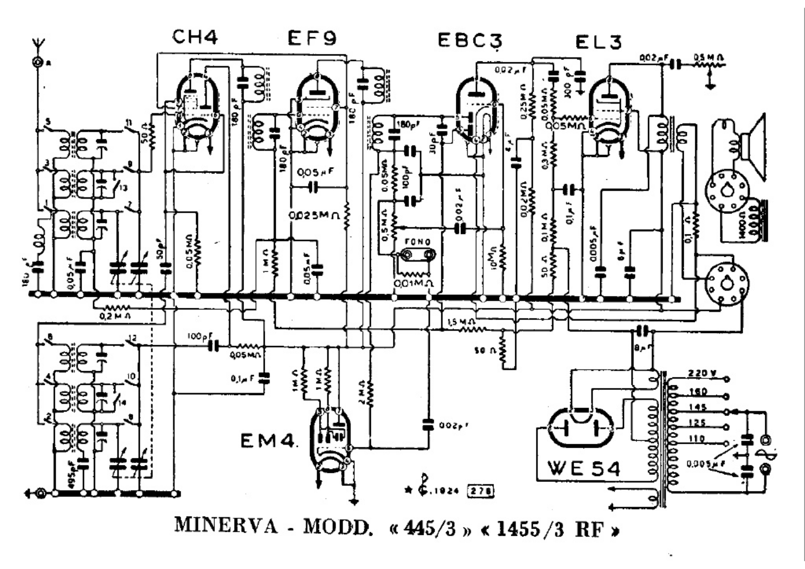 Minerva 455 3, 1455 3rf schematic