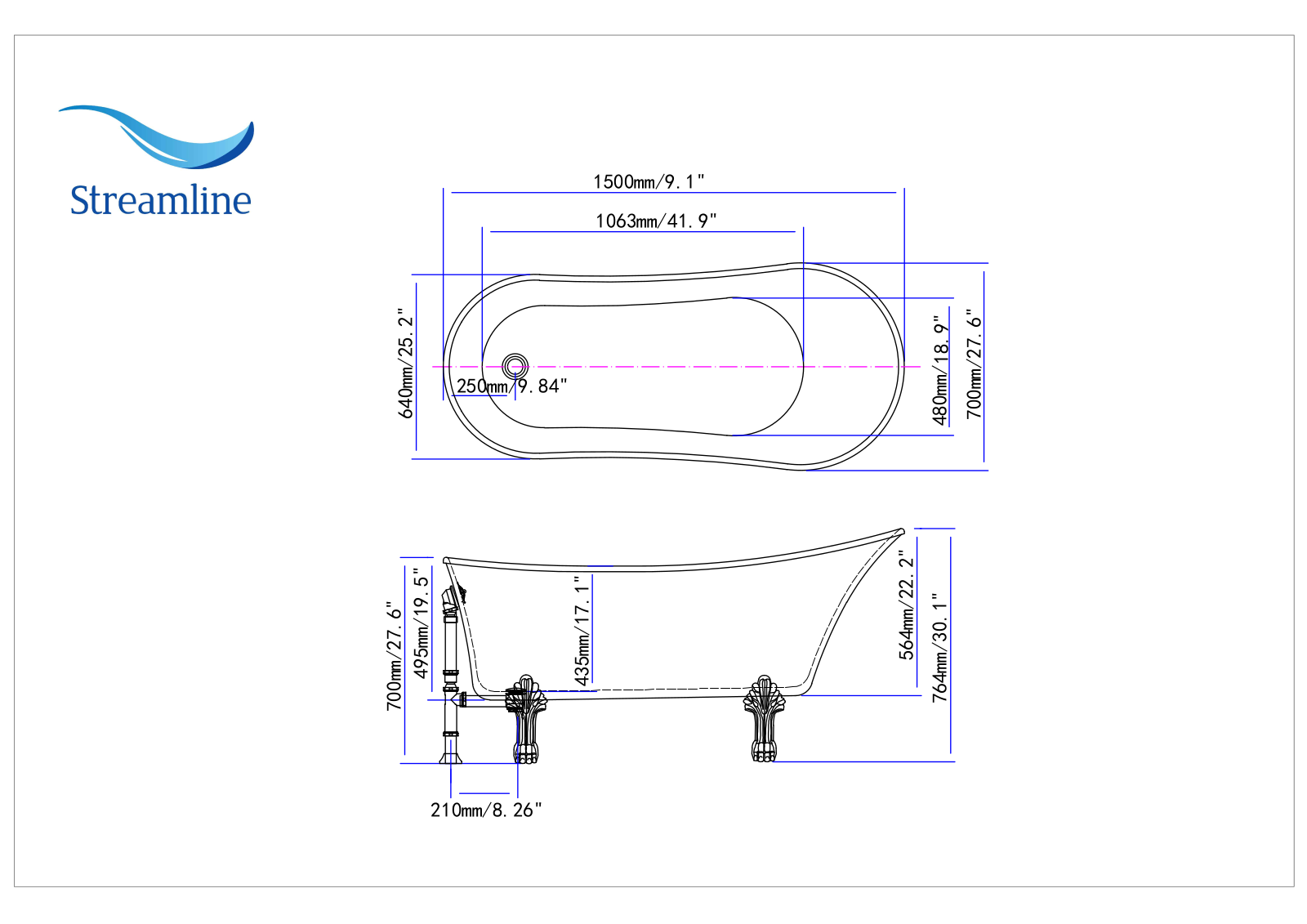 Streamline Bath SLBH5089 Dimensions - ManualMachine.com