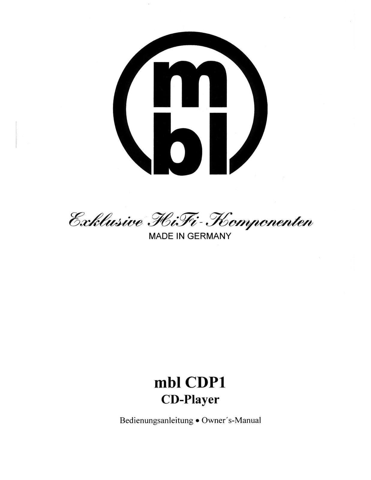 mbl CDP1 User guide - ManualMachine.com