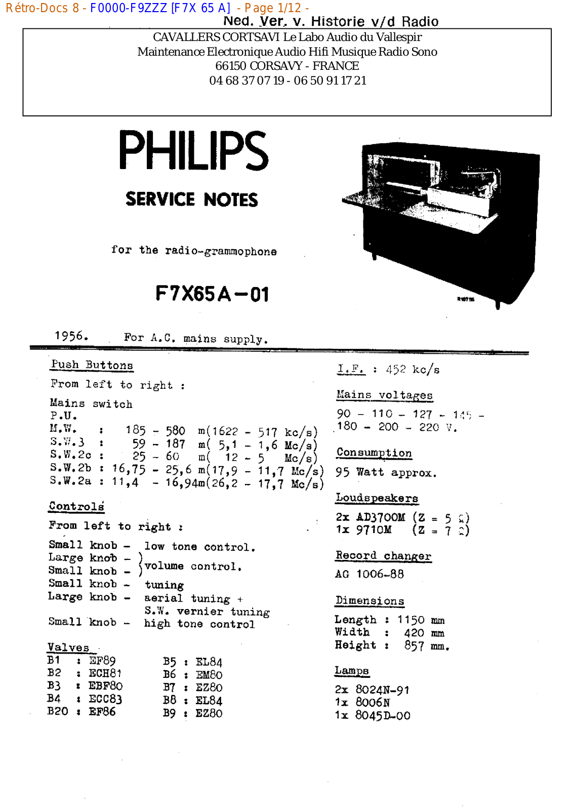 Philips f7x 65 a Datasheet - ManualMachine.com