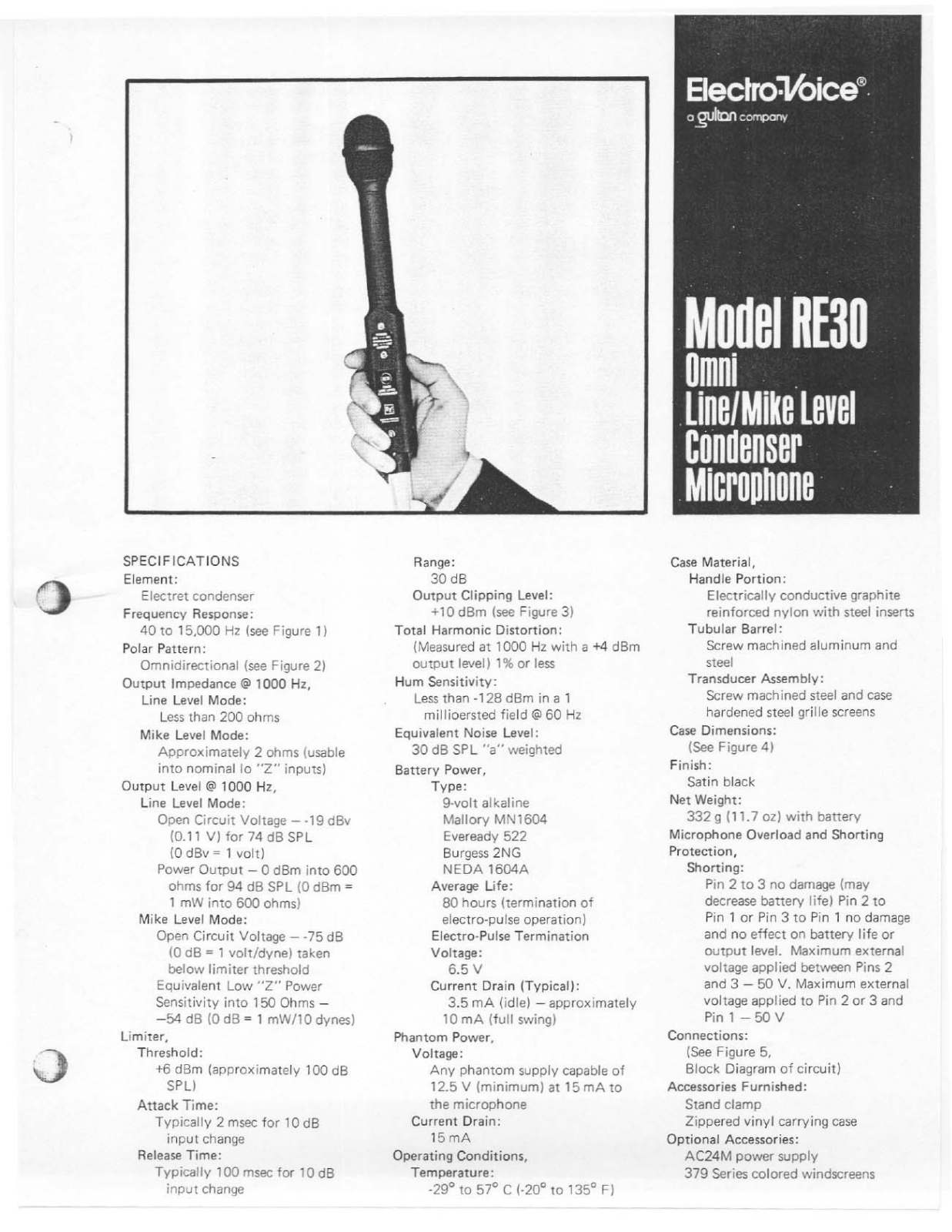 Electro-Voice RE30 User Manual