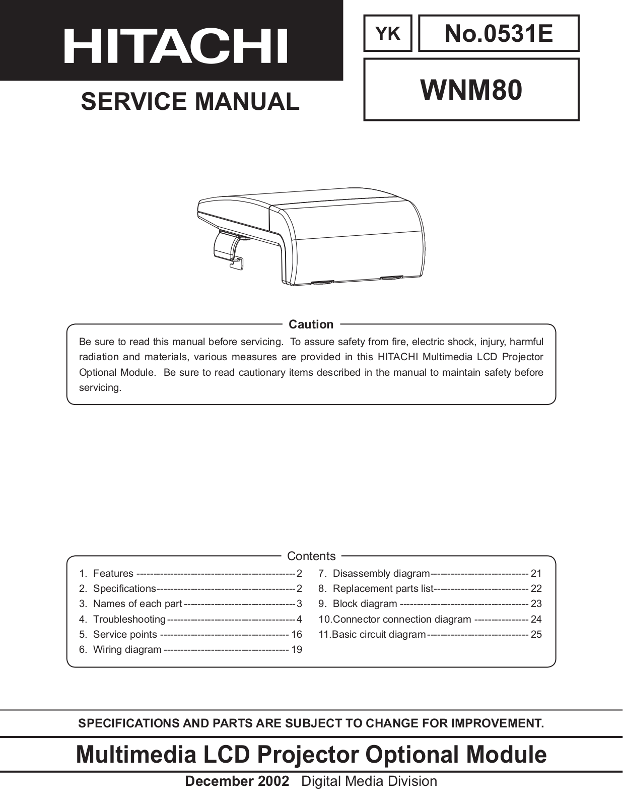 Hitachi wnm80eng Service Manual