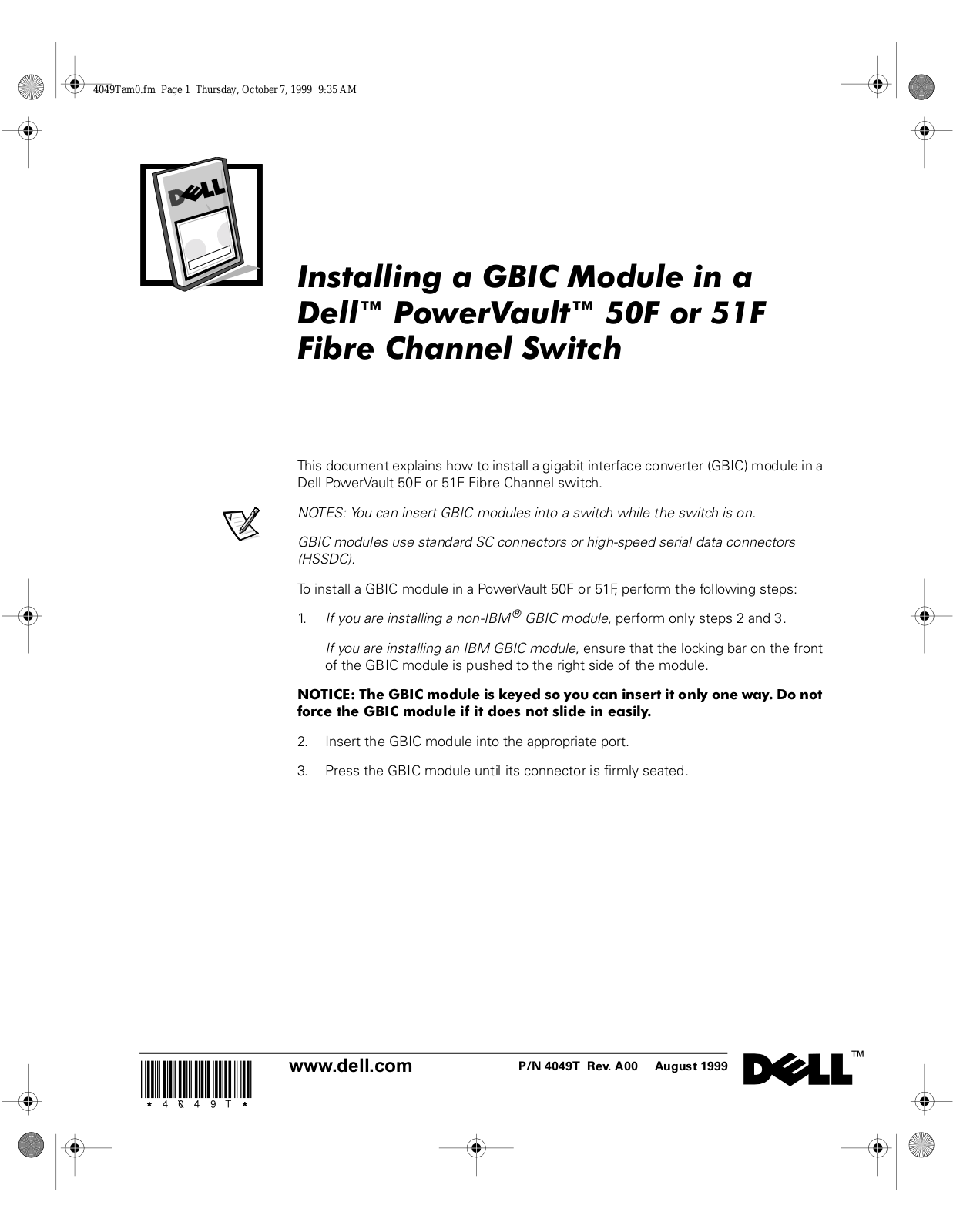 Dell PowerVault 50F User Manual