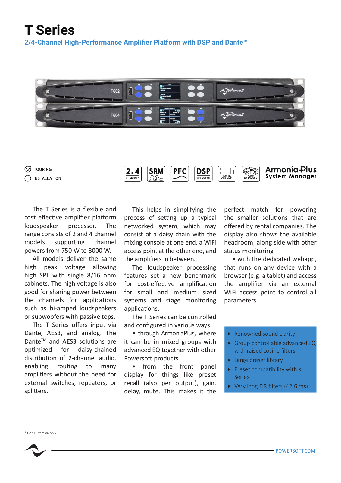 Powersoft T304 Datasheet