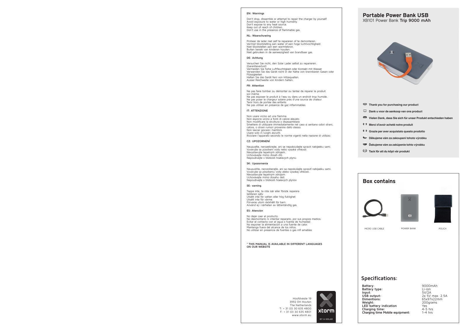 Xtorm XB101 User guide