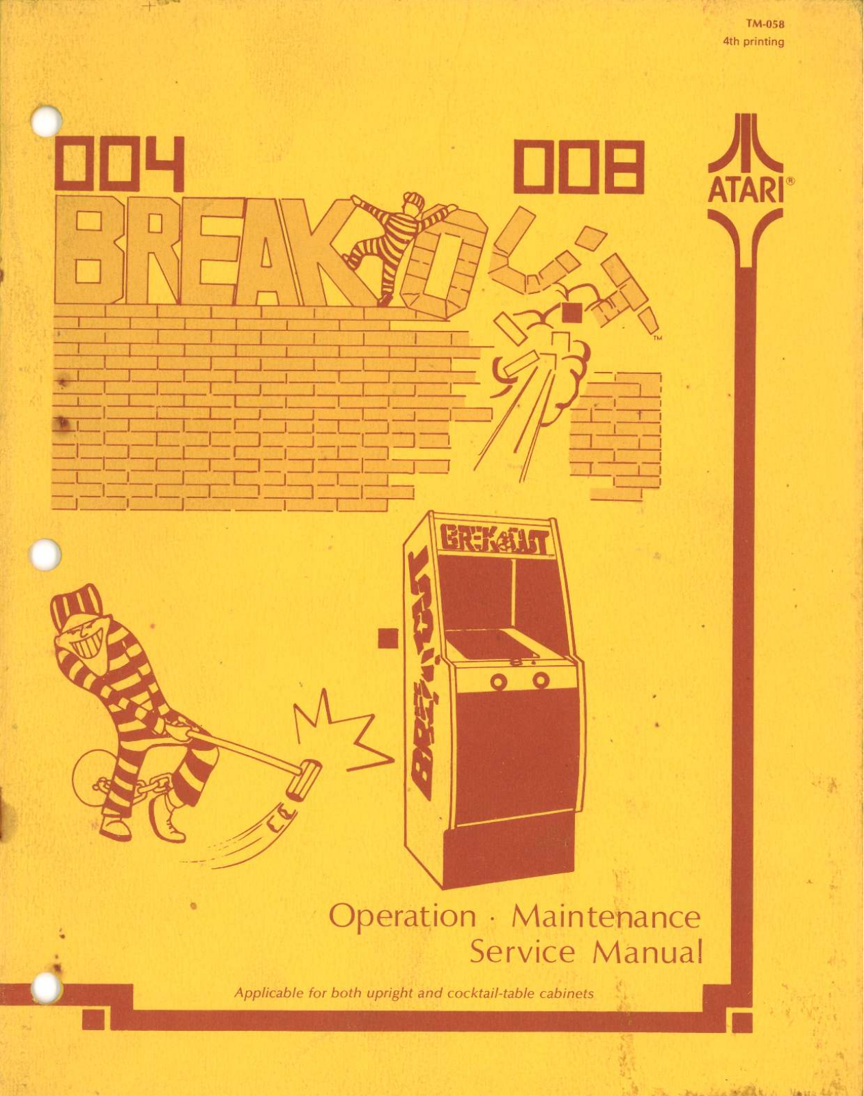 Atari Breakout Operation, Maintenance & Service manual - ManualMachine.com