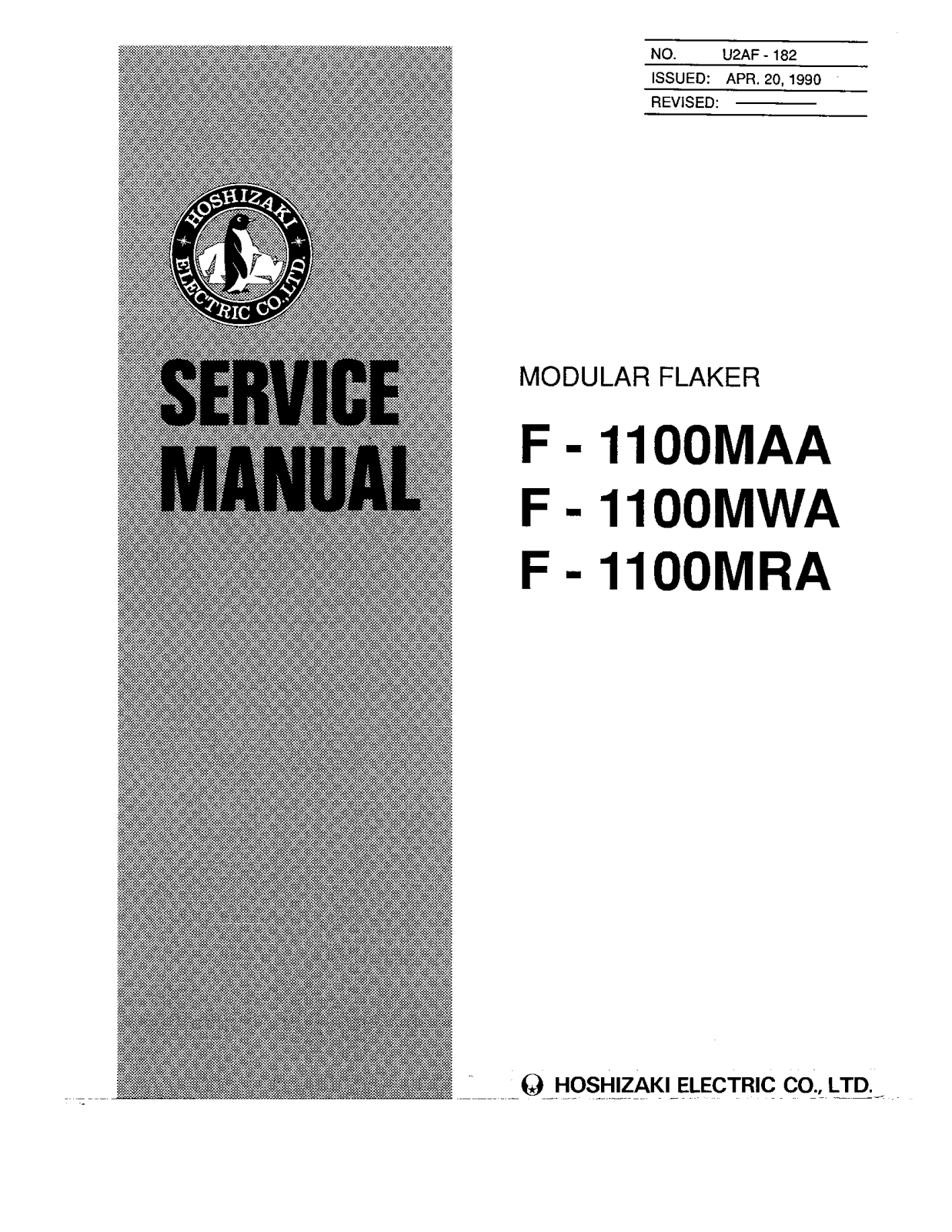 Hoshizaki F-1100MAA SERVICE MANUAL