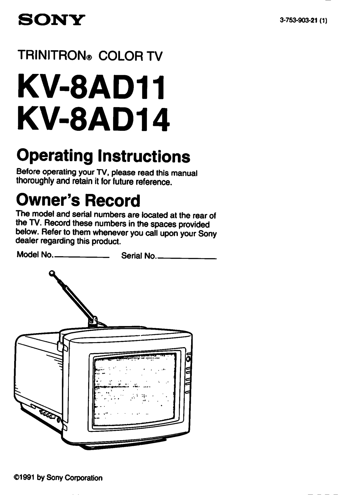 Sony KV-8AD11, KV-8AD14 Operating Instructions