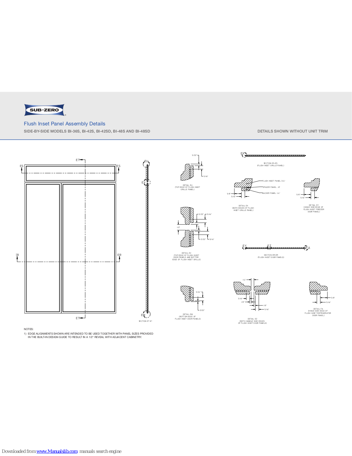 Sub-Zero 600 Series BI-36S, 600 Series BI-42S, 600 Series BI-42SD, 600 Series BI-48S, 600 Series BI-48SD Specifications