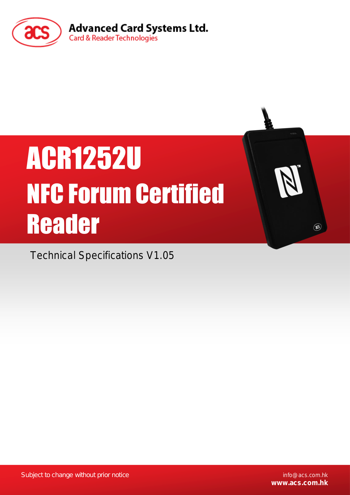 advanced card systems ACR1252U Technical Specifications