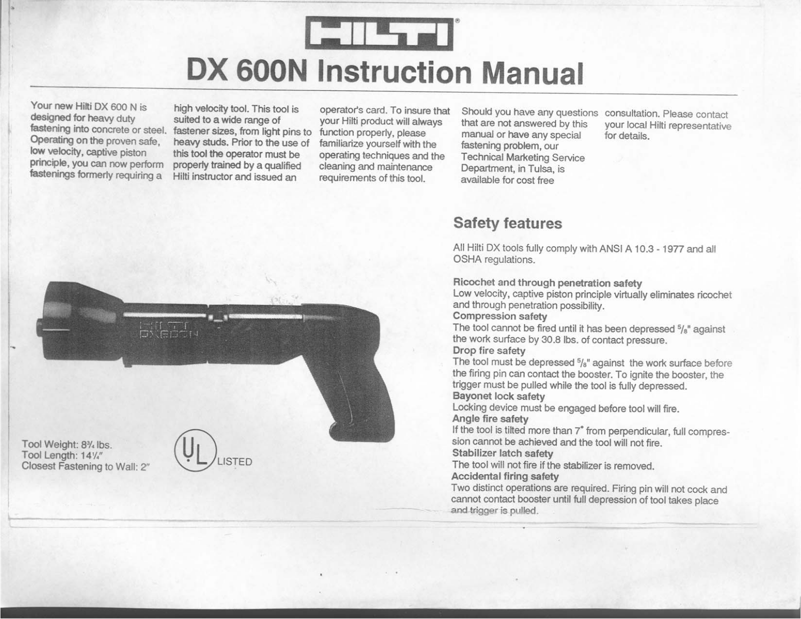 Hilti DX 600N Manual