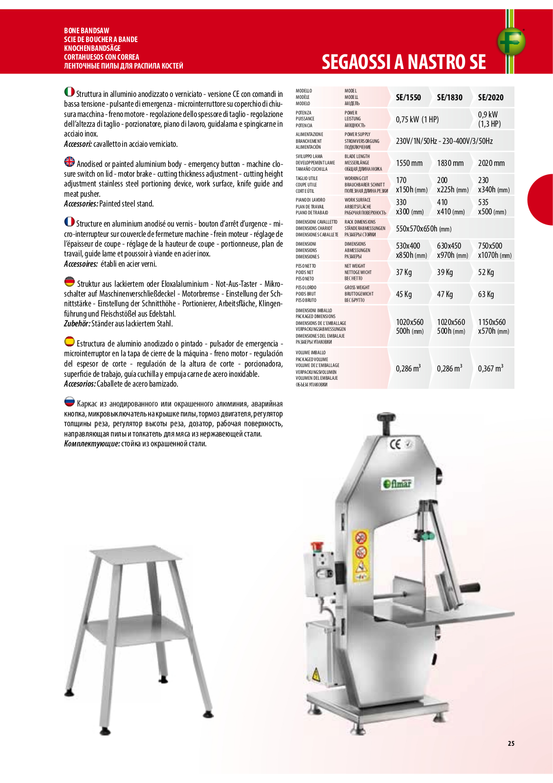 FIMAR SE/1550, SE/1830, SE/2020 Datasheet