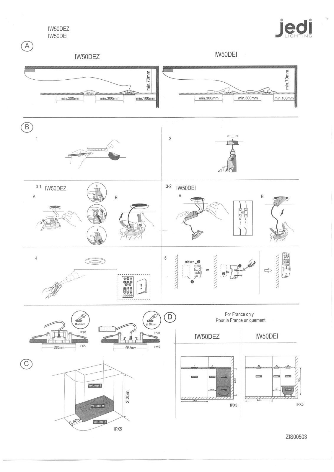 JEDI Lighting IW50DEZ, IW50DEI User guide