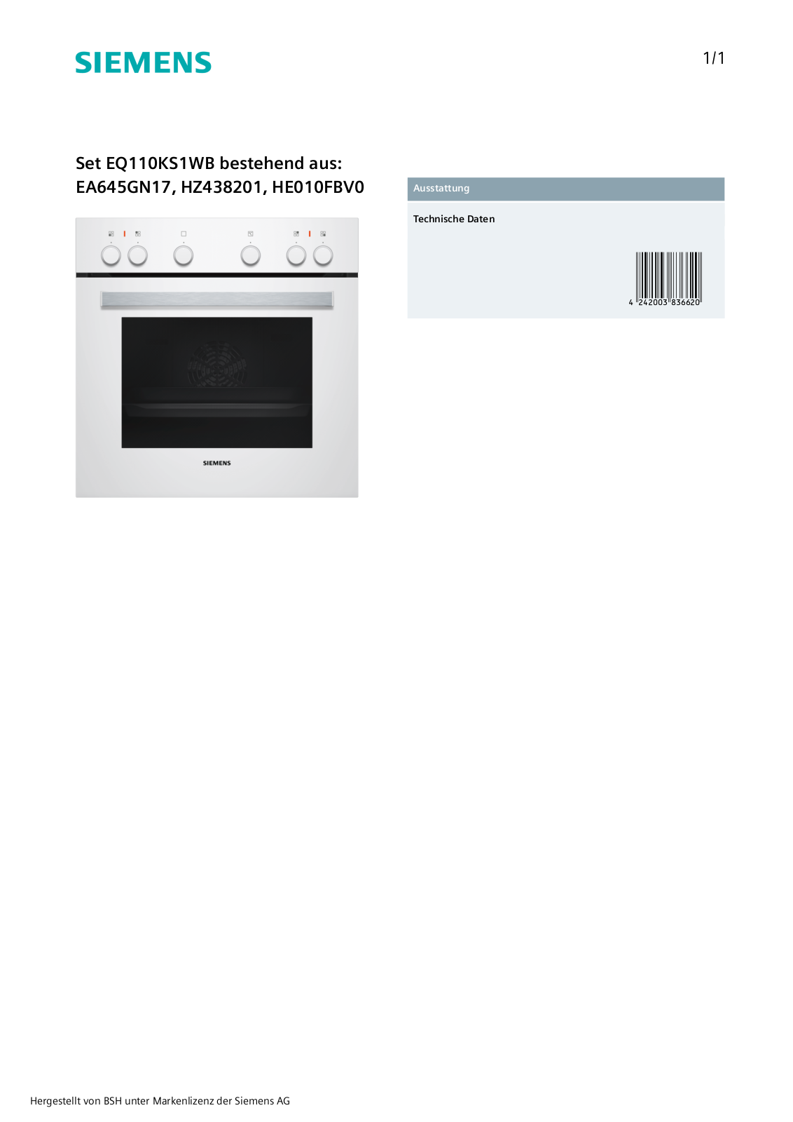 Siemens EQ110KS1WB User Manual