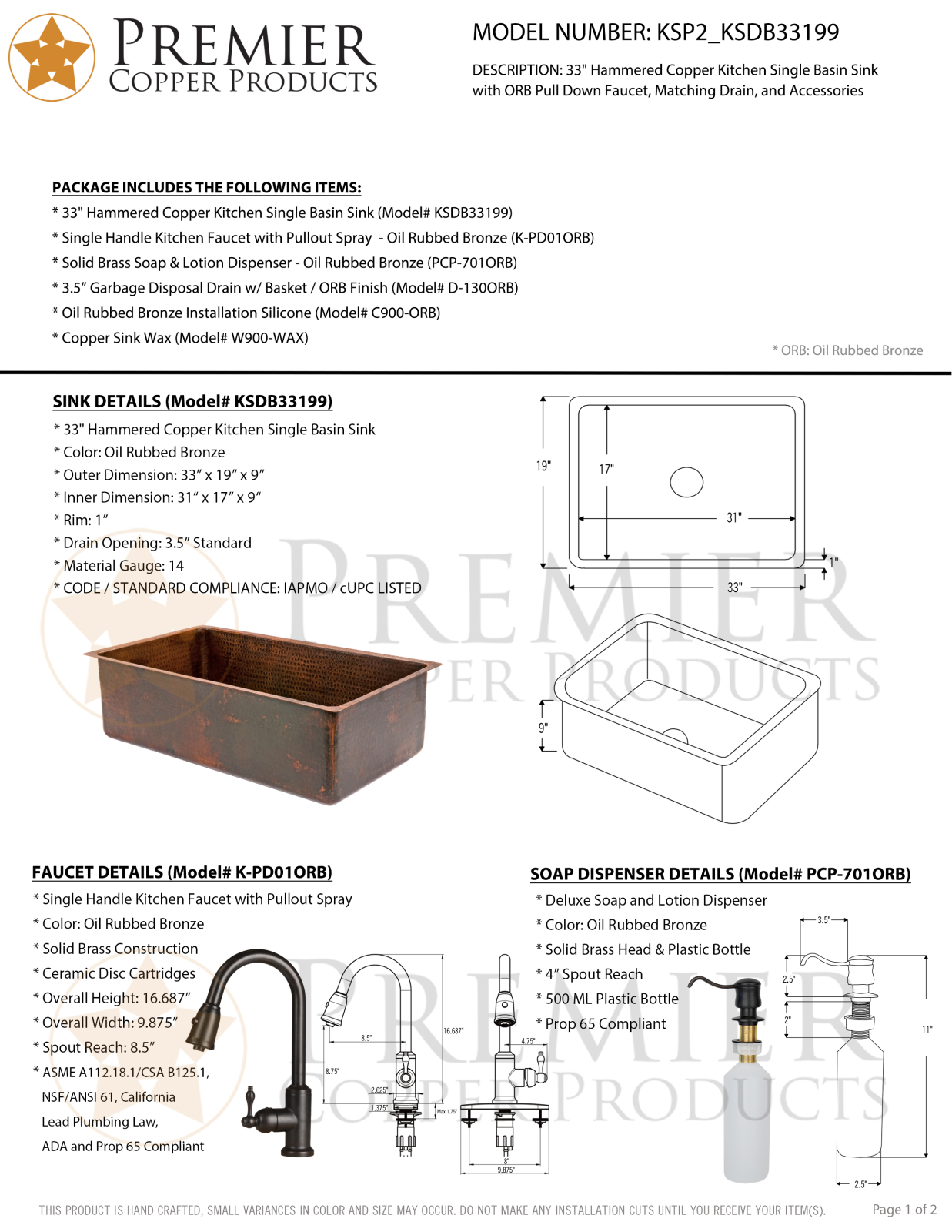 Premier Copper Products IER1403 Specifications - ManualMachine.com