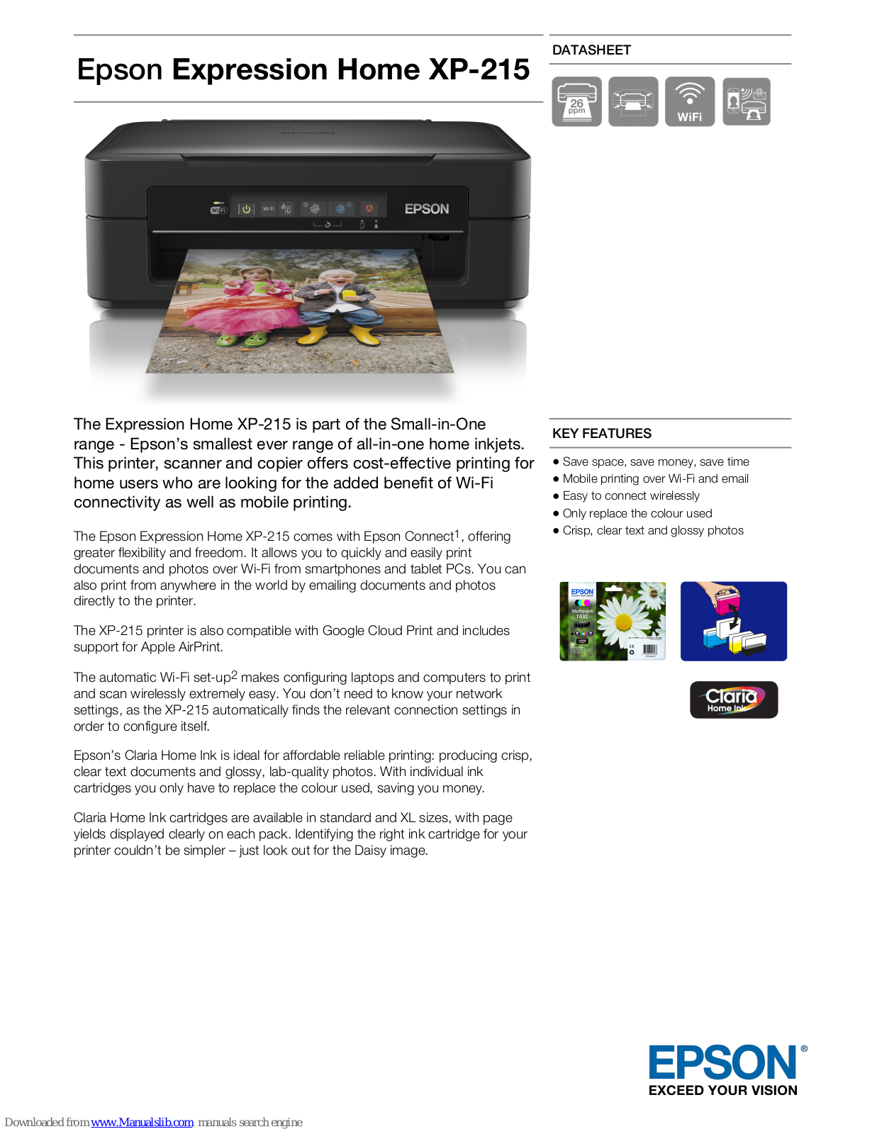 Epson Expression Home XP-215 Datasheet