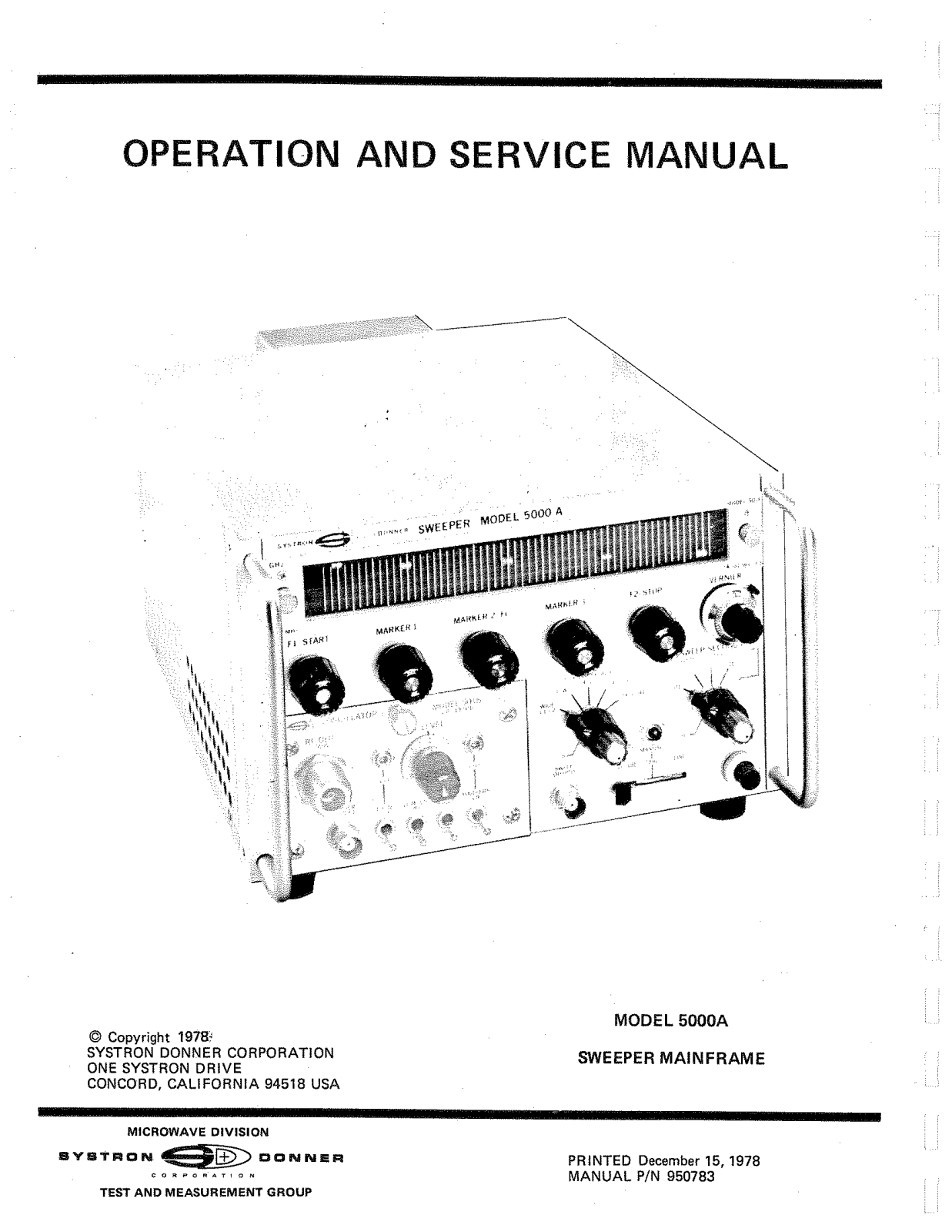 Systron Donner 5000A Service manual