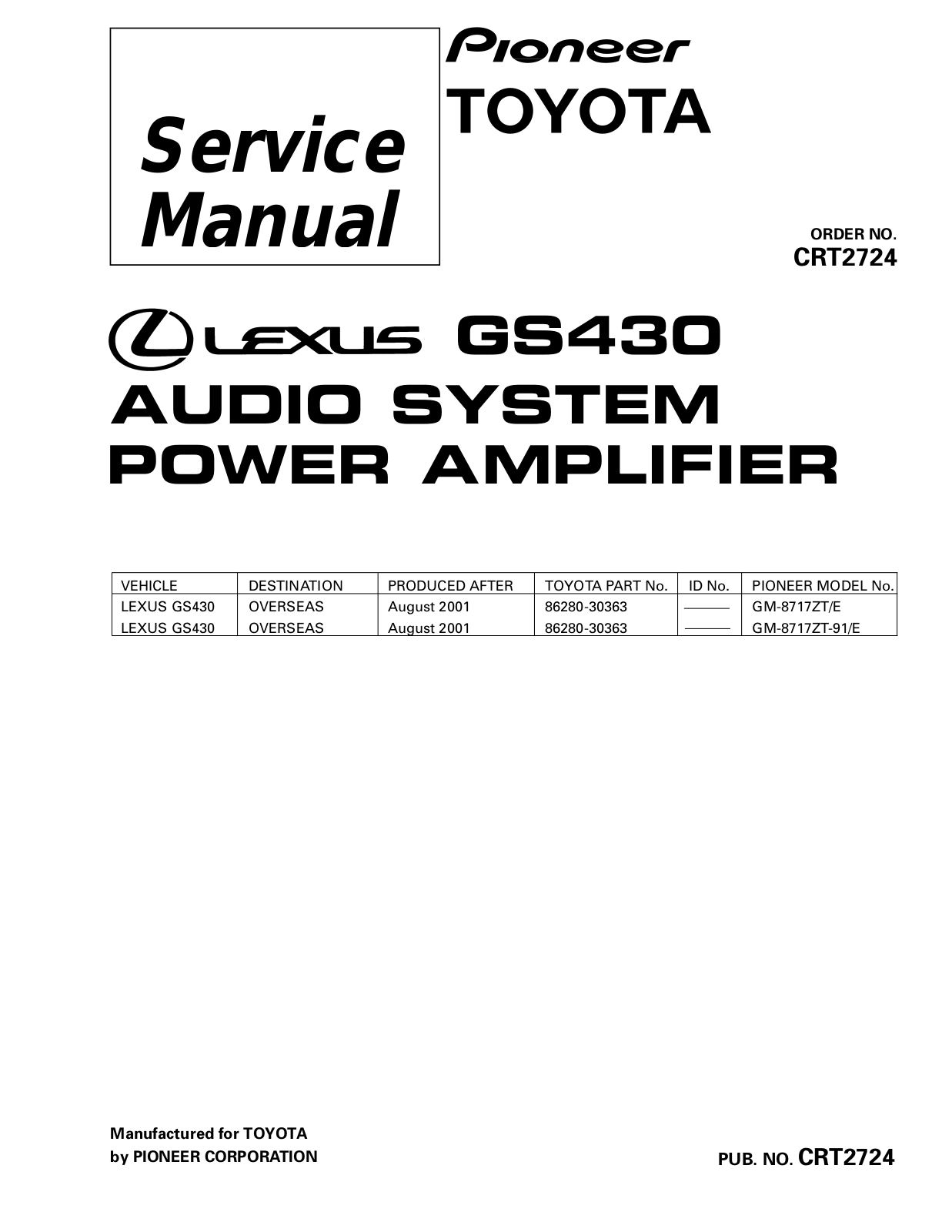 PIONEER GS430 Service Manual