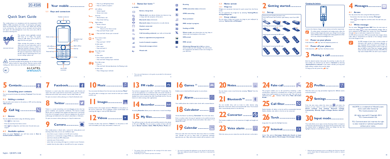 Alcatel Onetouch 2045M User Manual